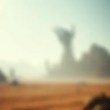A cinematic view of an alien landscape