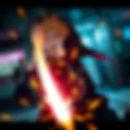 A vibrant scene from Bleach showcasing Ichigo Kurosaki in battle