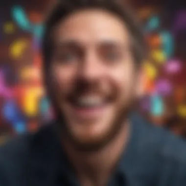 Abstract artwork symbolizing laughter and humor with vibrant colors