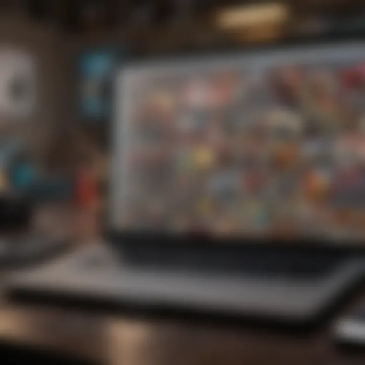 Illustration of a laptop displaying Marvel comics website