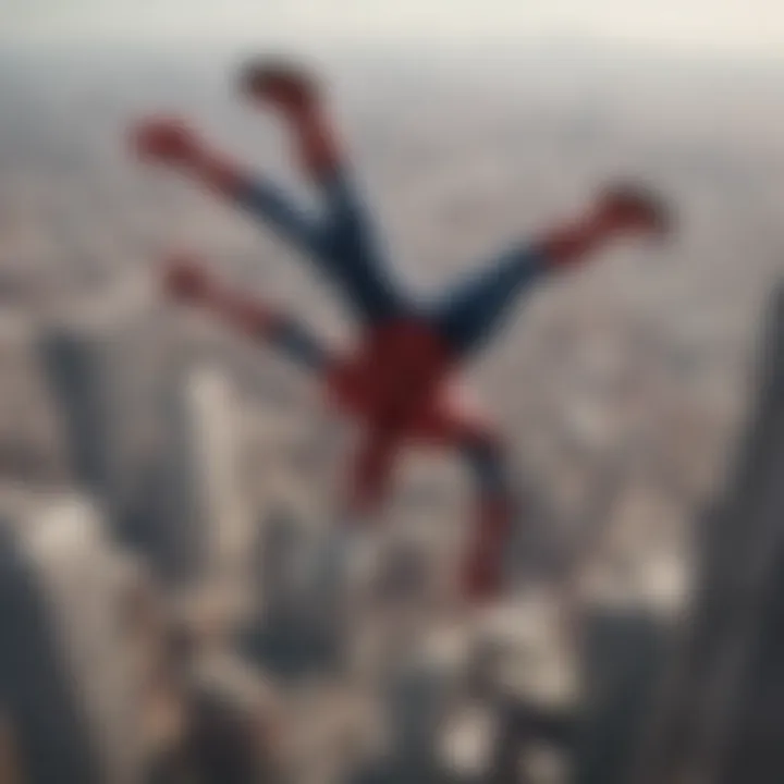 Spider-Man performing acrobatic stunts in mid-air