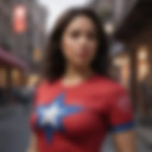 Stylized representation of America Chavez showcasing her iconic shirt.