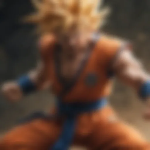 Goku in an intense battle pose showcasing his strength