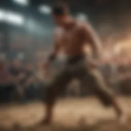 Dynamic fight scene from Baki the Grappler showcasing intense martial arts action