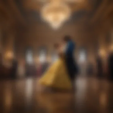 A stunning moment in the ballroom scene showcasing romance