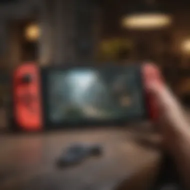 Immersive Gaming Experience A gamer immersed in a Nintendo Switch adventure