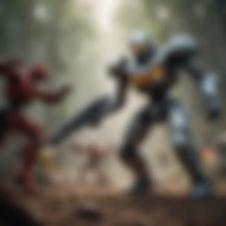 An illustration depicting a significant battle scene in Bionicle lore