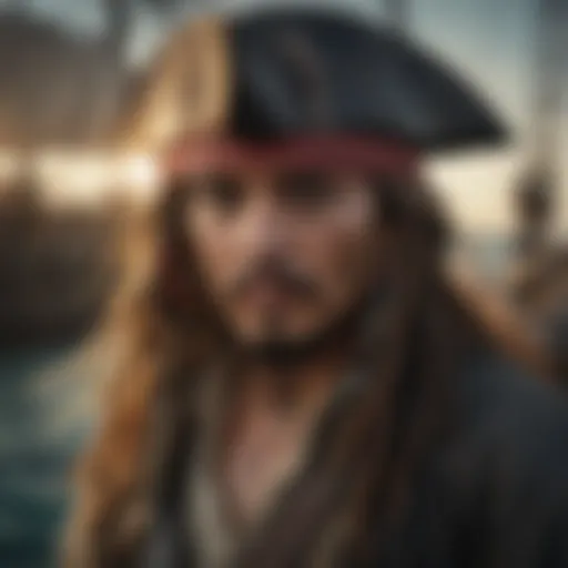 Captain Jack Sparrow sailing on the Black Pearl