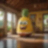 Spongebob Squarepants in his iconic pineapple house