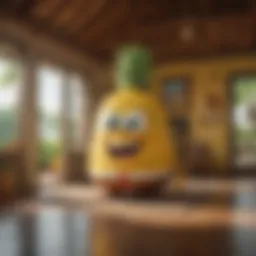 Spongebob Squarepants in his iconic pineapple house