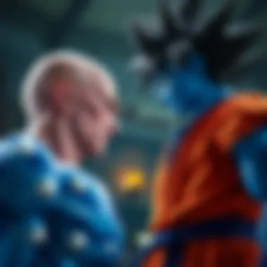 Cooler confronting Goku in a dramatic battle scene