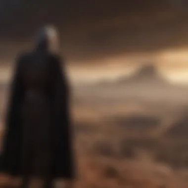 Shadowed silhouette of Count Dooku overlooking a battlefield