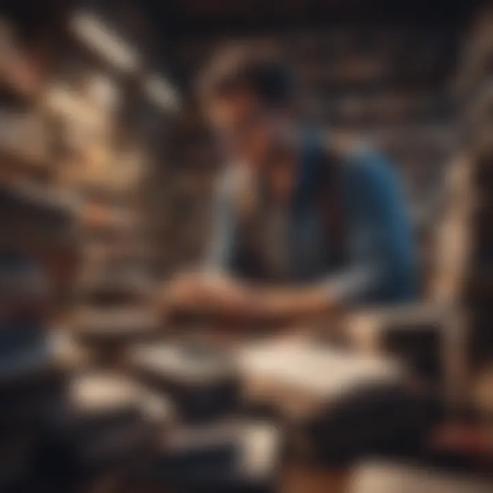 A thoughtful seller preparing a shipment of books