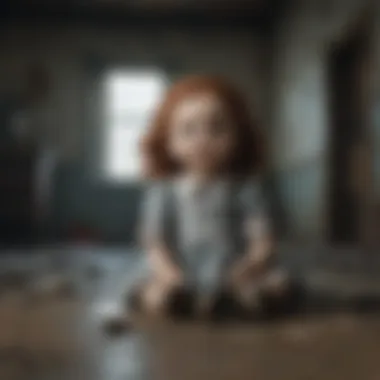 Creepy doll in abandoned room