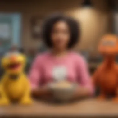 A vibrant scene from Sesame Street showcasing diverse characters engaging in learning activities