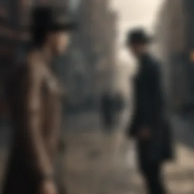 Intense confrontation between the Man in Black and the Gunslinger