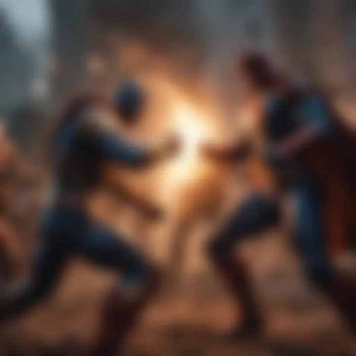 Dynamic illustration of a superhero team in action-packed combat