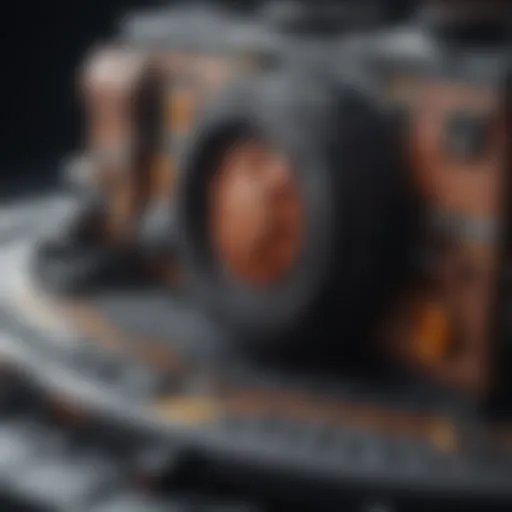 A detailed close-up of a unique LEGO piece showcasing intricate designs.
