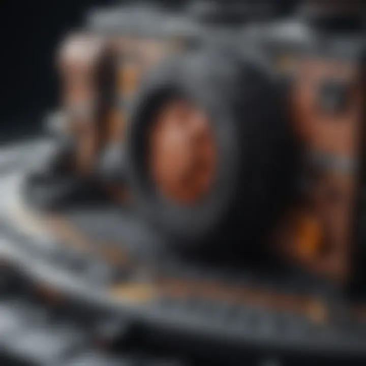 A detailed close-up of a unique LEGO piece showcasing intricate designs.