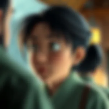 A character reflecting deep emotions in a Studio Ghibli scene