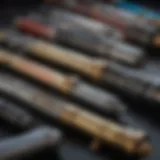 A visually stunning display of various Disney legacy lightsabers.