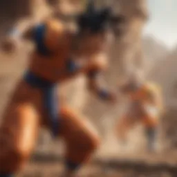 An intense battle scene featuring iconic characters from Dragon Ball GT Online