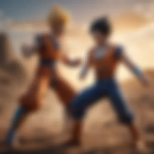 A dynamic scene showcasing Goku and Vegeta in action during a pivotal moment.