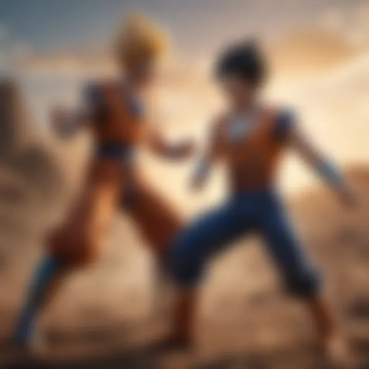 A dynamic scene showcasing Goku and Vegeta in action during a pivotal moment.