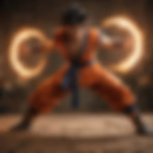 Martial Arts Master Goku in Fiery Battle Stance