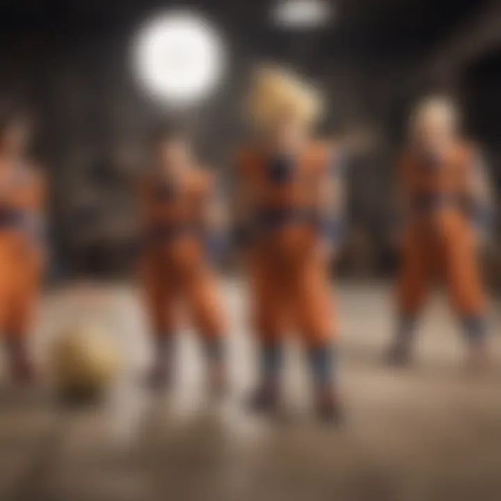 Artistic depiction of 'Dragon Ball Z Abridged' characters in a comical parody scene