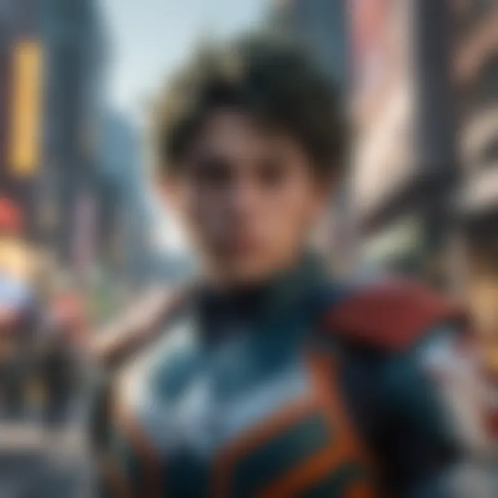 Dynamic character artwork from My Hero Academia Movie 3