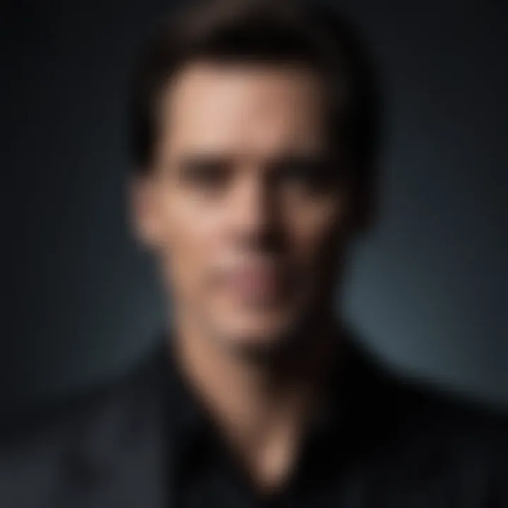 An enigmatic silhouette of Jim Carrey against a backdrop of intrigue