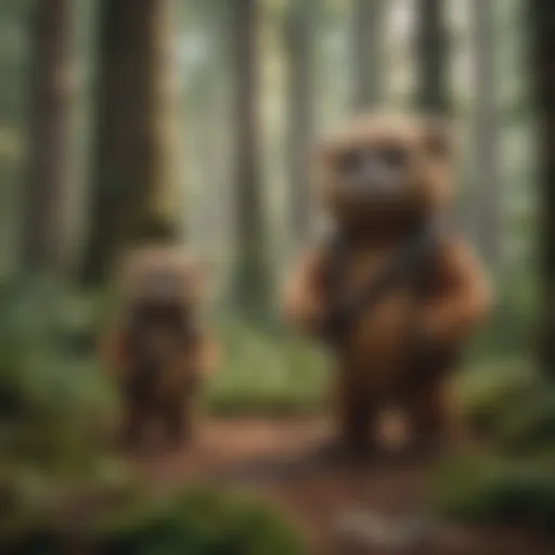 Ewoks in their natural habitat showcasing the lush Endor forest.