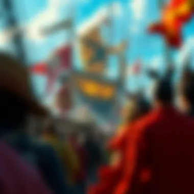 Artistic representation of the Grand Line with vibrant colors and characters.