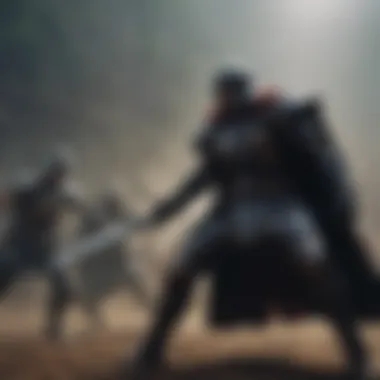 Berserk 1997: Intense Battle Sequence Epic battle scene with dark atmosphere