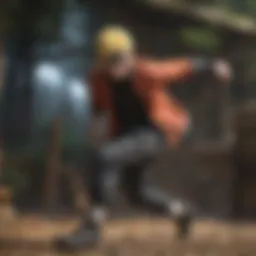 A dynamic scene showcasing Boruto in action during a pivotal moment