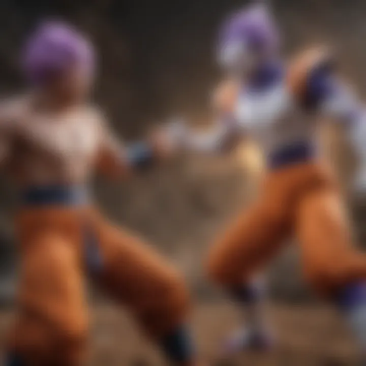 Dynamic battle scene between Goku and Frieza