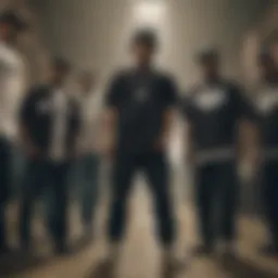 Iconic scene from 'Straight Outta Compton' representing the rise of hip-hop.