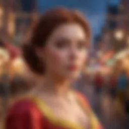 A cinematic depiction of iconic Disney characters in a vibrant setting