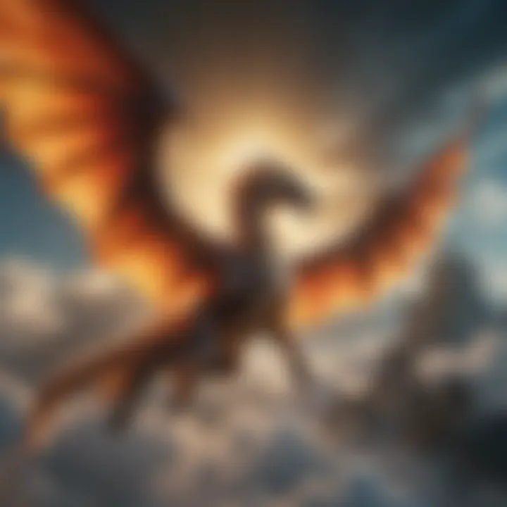 A majestic dragon soaring through the mystical skies