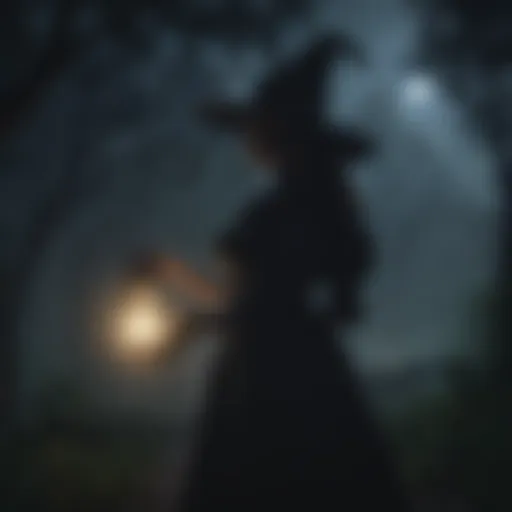 Mystical Witch Silhouette in Moonlight