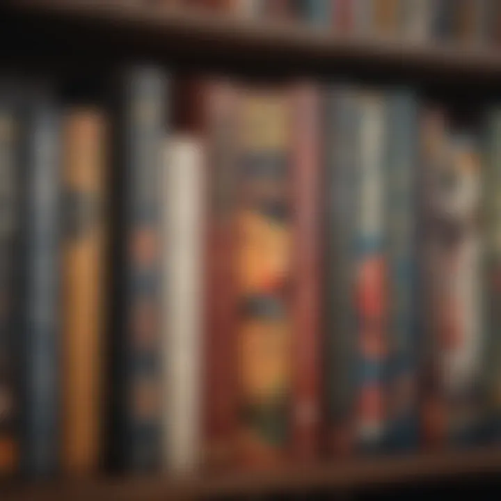 An evocative image of classic comic novels lined on a shelf