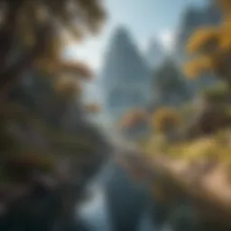 A breathtaking fantasy landscape reminiscent of adventure games