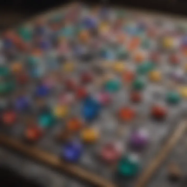 Intricate game board with colorful gemstones