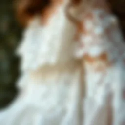 A close-up of intricate lace detailing on a Lollita dress