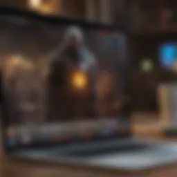 A sleek MacBook displaying the Magic: The Gathering interface