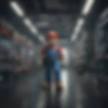 Mario in a futuristic setting with high-tech gadgets and robots