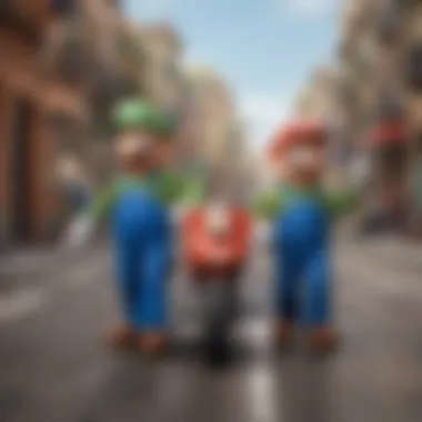 Mario and Luigi teaming up in a colorful multiplayer showdown