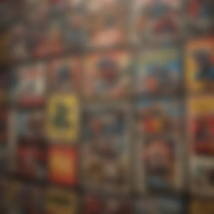 A display of vintage Marvel posters illustrating the evolution of comic art