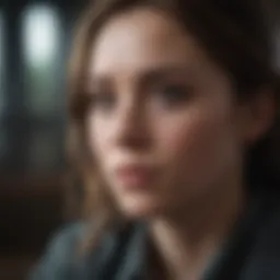 Film still depicting a character in a moment of introspection